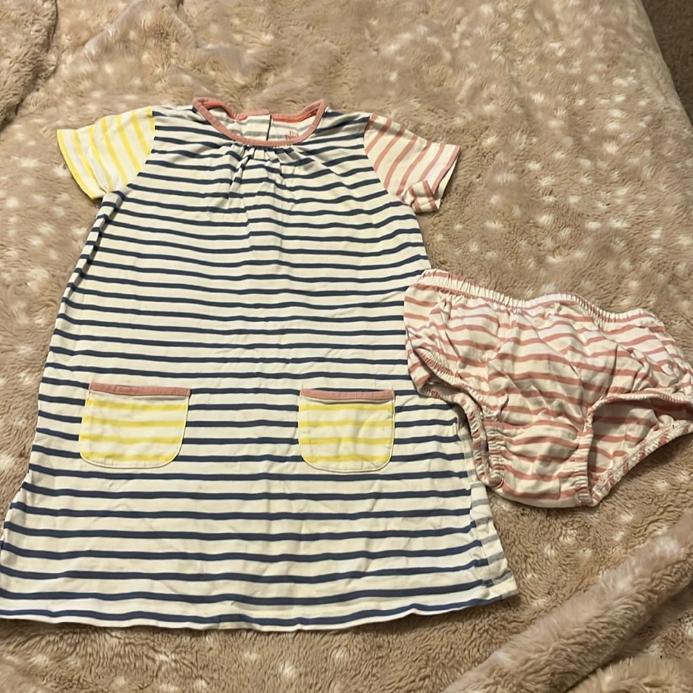 Baby Boden 3-4 yrs stripe dress with bloomers